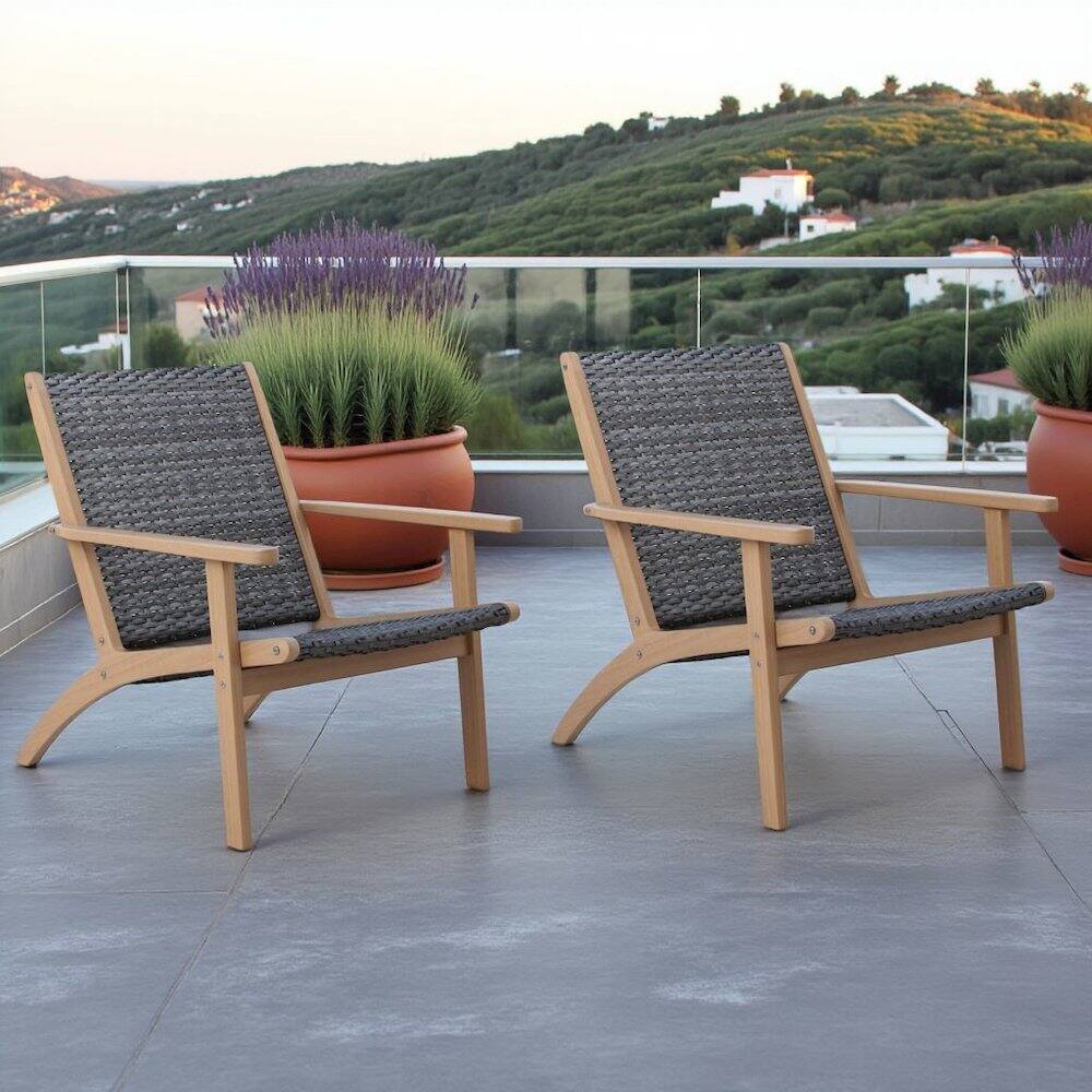 Left. Outdoor Escape - Gray Club Chairs Set of 2, Comfy Patio Chair for Outdoor Seating - Grey.