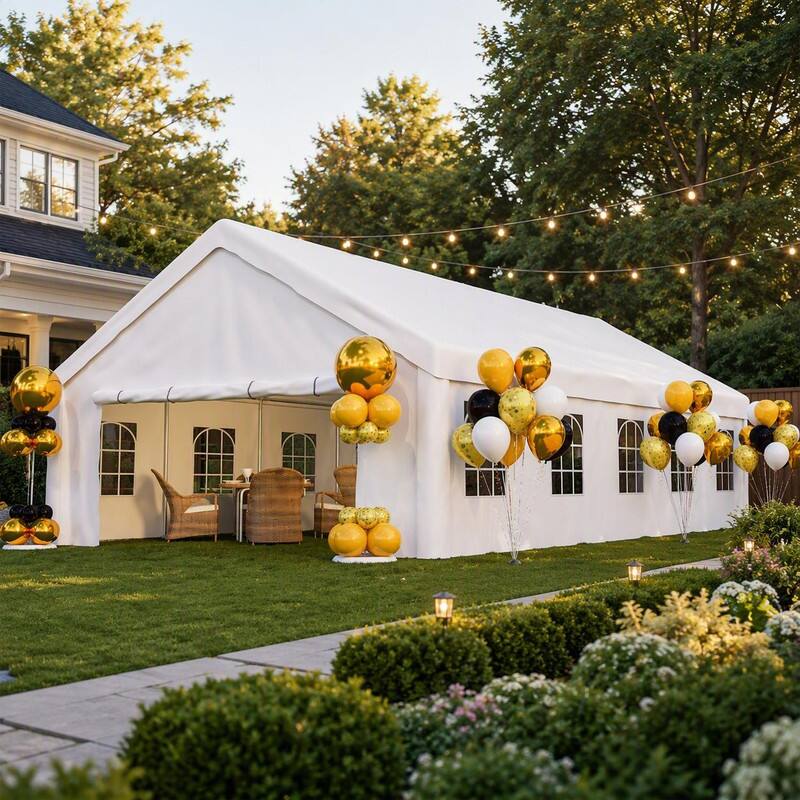 Angle. RYHNUYNE - 20x32 FT Party Tent Storage Bags Removable Sidewalls Gazebo Weddings BBQs Carports - White.