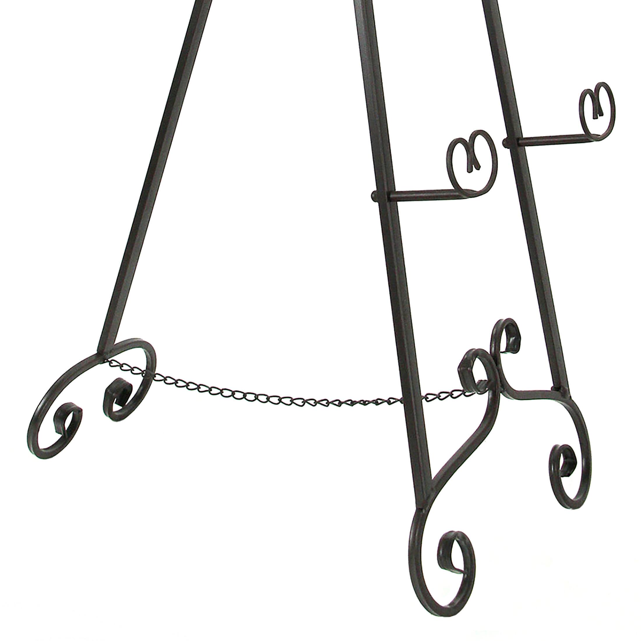 Alt View 4. Zeckos - Large 50 Inch Tall Wrought Iron Display Easel Metal Art Stand - Brown.