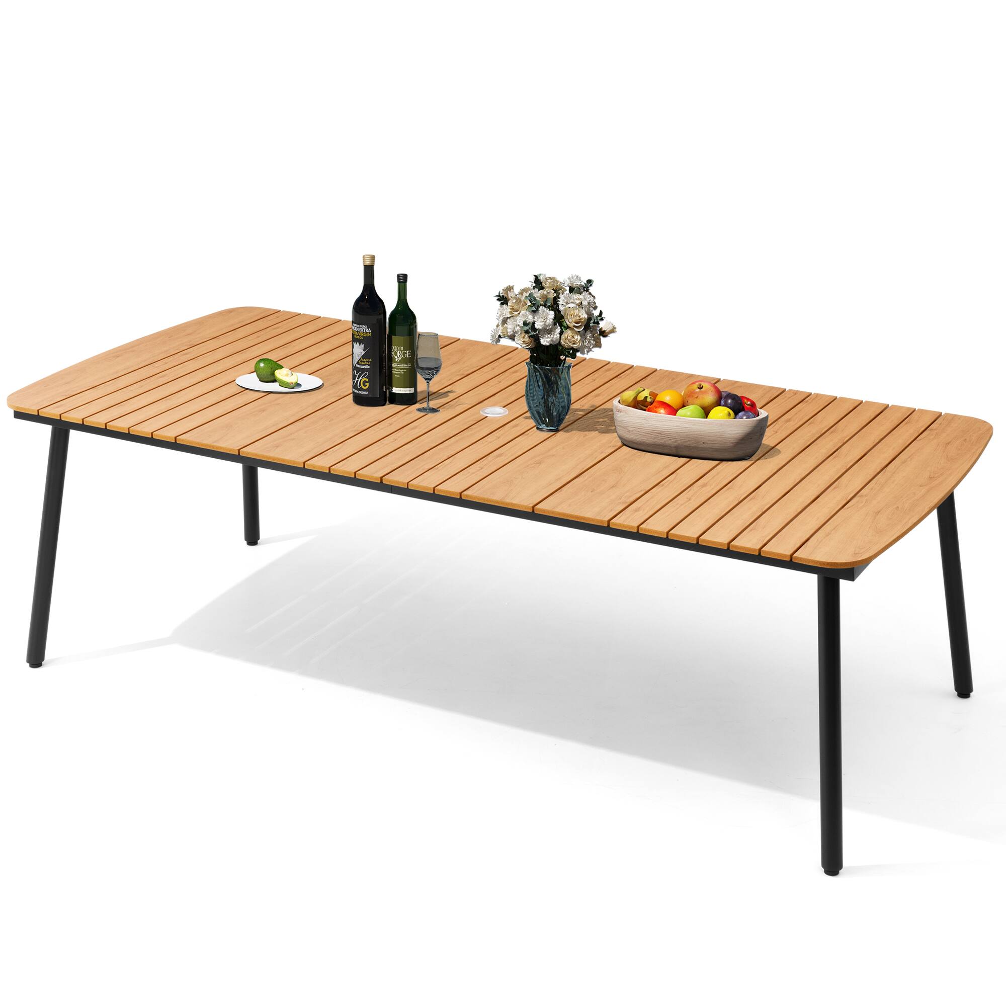 Crestlive Products - Rectangular Patio Dining Table with Umbrella Hole - Brown price history on PriceWatchPro