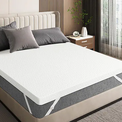 Front. Comfort Essence - Gel Memory Foam Mattress Topper Queen With Removable Washable Cover Certified - Queen.
