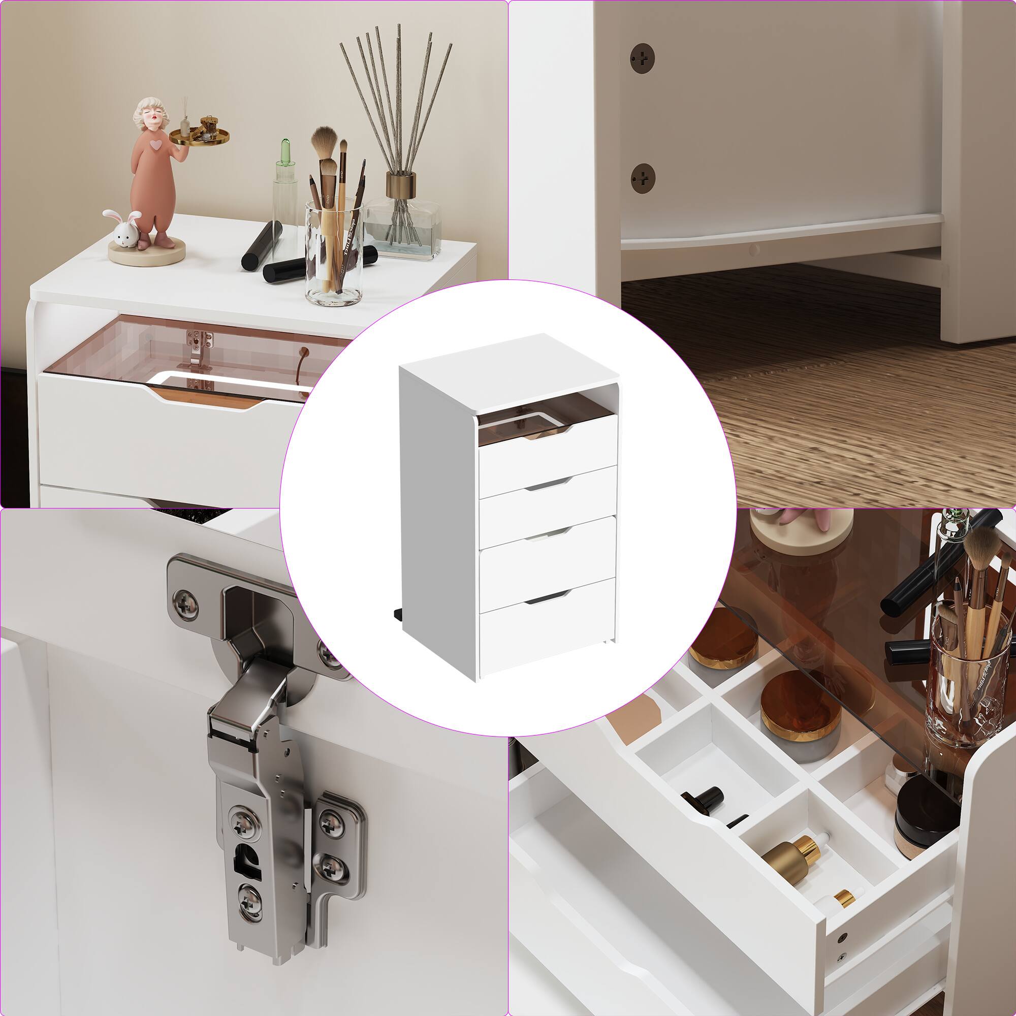 Alt View 5. Famapy - Flip - Up LED Vanity Desk with 3 - Color Lighting & Hidden Storage for Small Spaces - White.