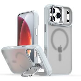 Dteck - Magnetic Matte Shockproof Case for Apple iPhone 17 Pro Max, Dual-Layer Protective Cover with Integrated Camera Kickstand - Gray