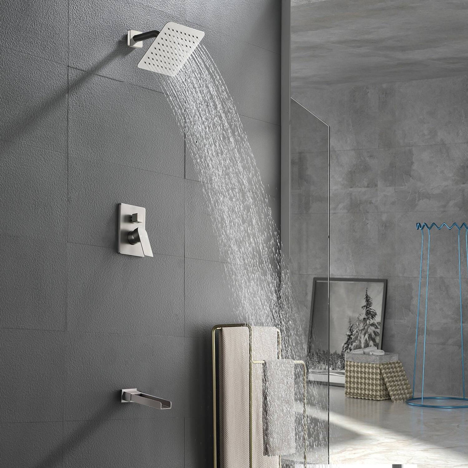 Alt View 3. Boyel Living - Brushed Shower Set 8 Inch SUS304 Top Spray Waterfall Spout Dual Water Outlet - Brushed Nickel.