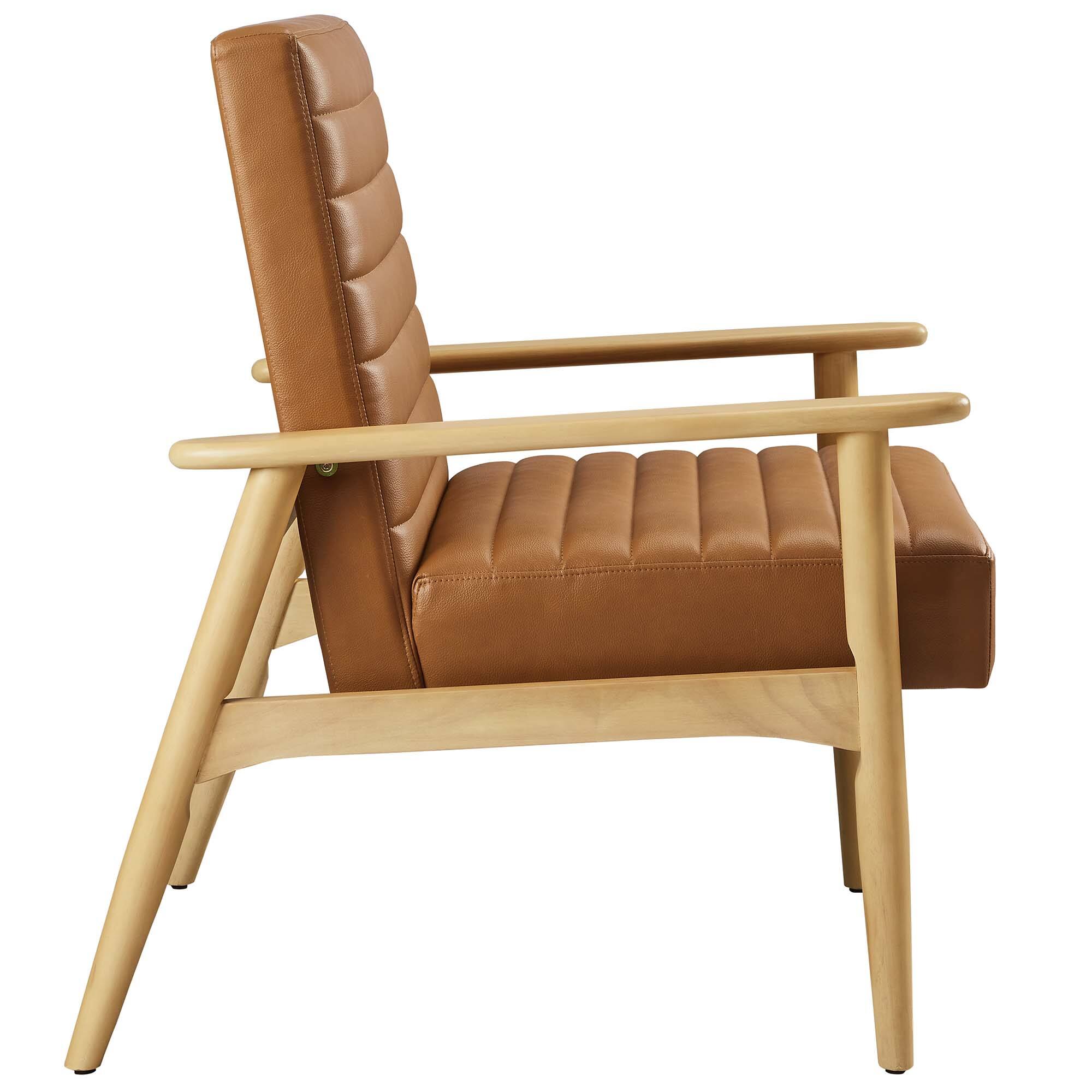 Alt View 2. Modway - Jensen Vegan Leather Accent Chair by Modway - Natural Tan.