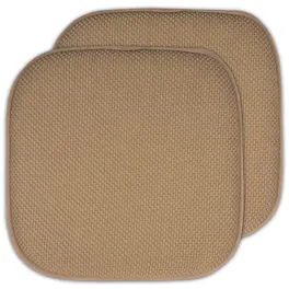 Sweet Home Collection - Honeycomb Memory Foam No Slip Back 16" x 16" Chair Pad Cushion, 2-Pack - Taupe