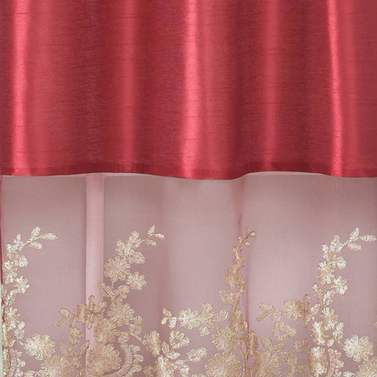 Alt View 1. RT Designers Collection - RT Designers Collection Polyester Bethany Embroidered 3 PC Kitchen Curtains Tier & Swag Set 60" x 36" Red - Red.