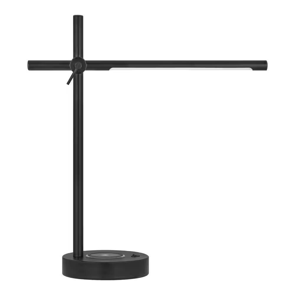 Left. Hivvago - Modern LED Desk Light Table Lamp with Wireless Cell Charging Pad in Black - Black.