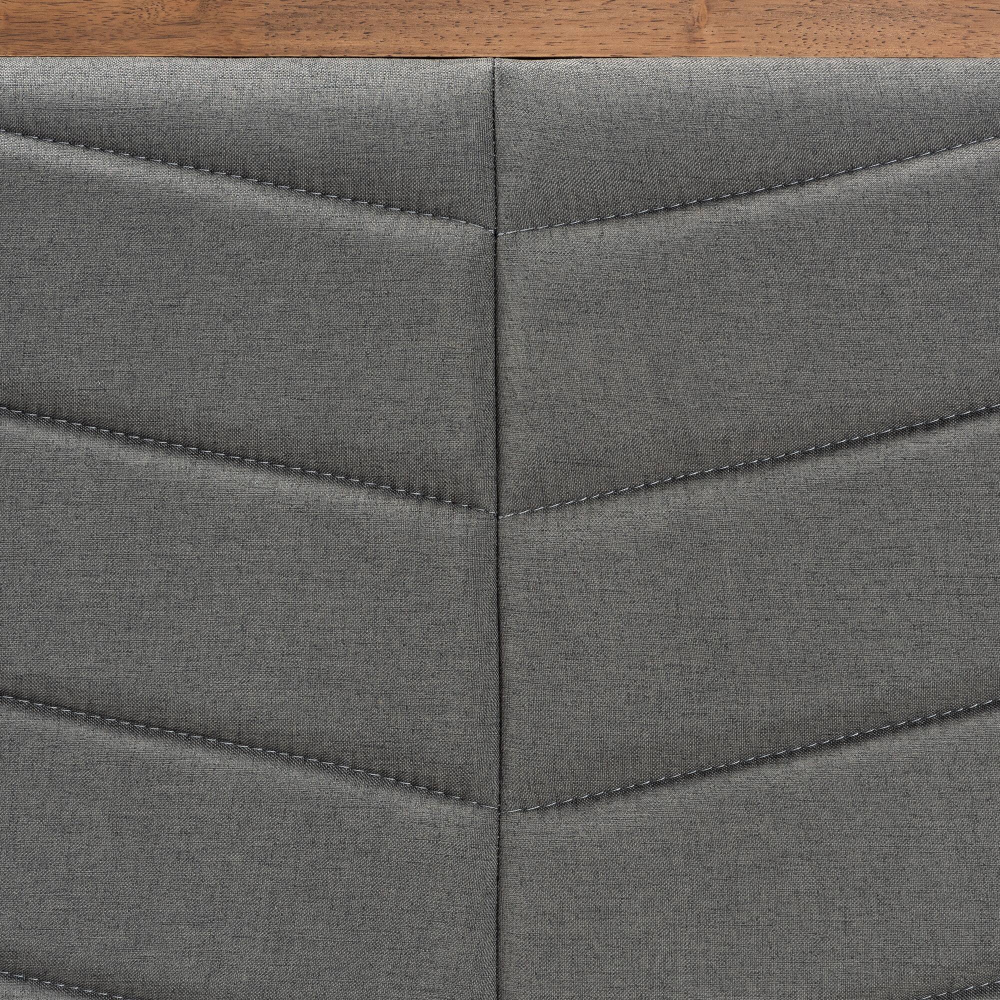 Left. Baxton Studio - Iden Modern and Contemporary Fabric Upholstered and Finished Wood Queen Size Headboard - Dark Grey/Walnut Brown.