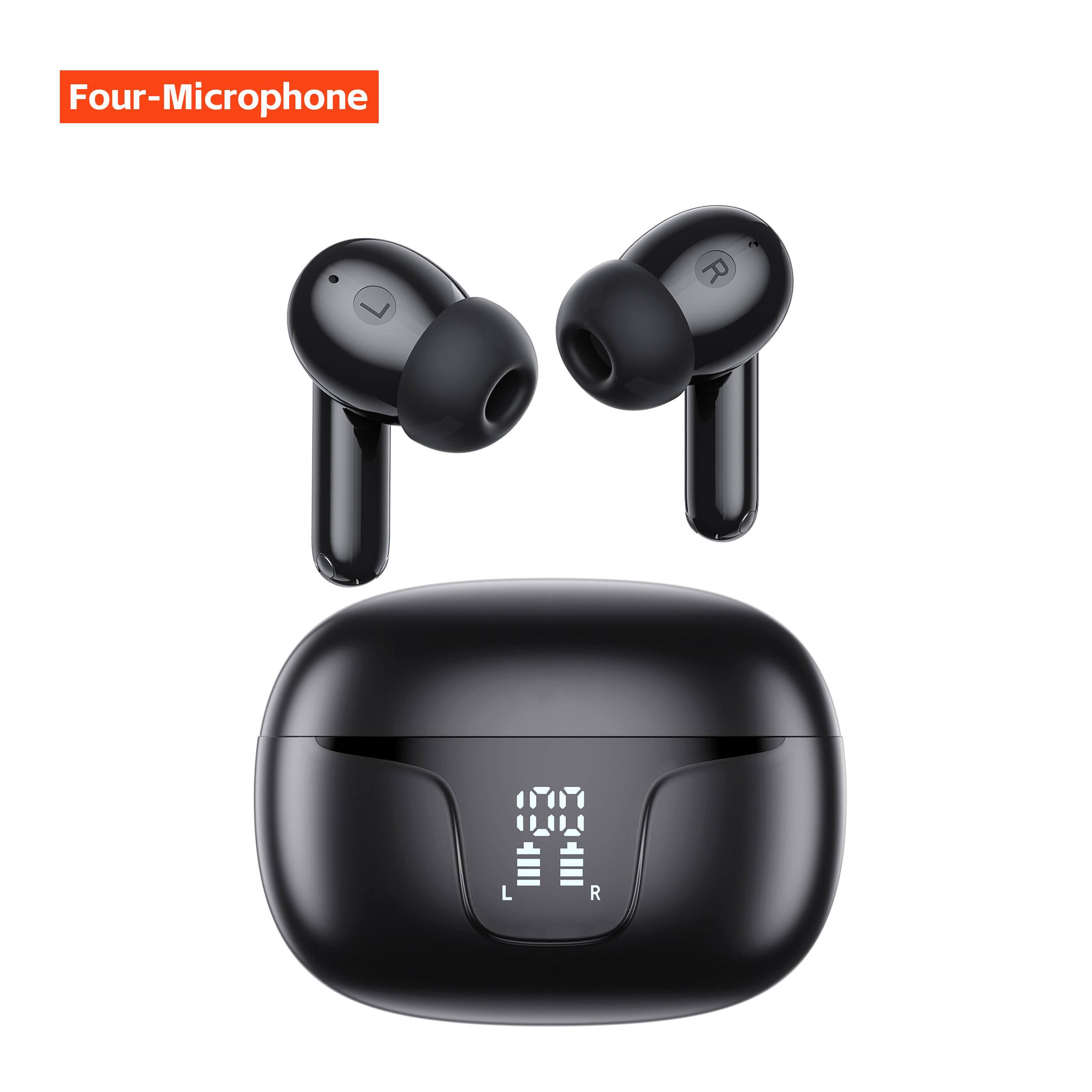 Alt View 1. PRIMEPLUS - ANC Wireless Earbuds, 60ms Low Latency Bluetooth Earphones for Gaming & Music, 28H Playtime LED Display, Touch Control - White.