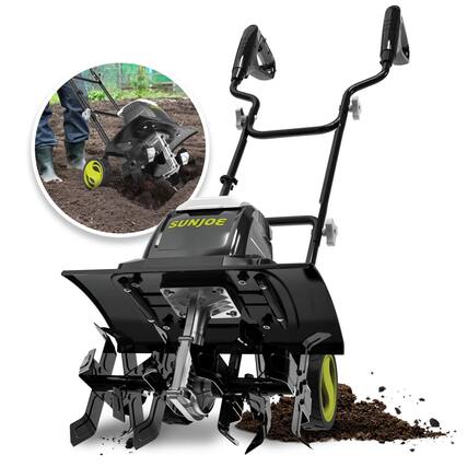Front. Sun Joe - Sun Joe Electric Garden Tiller Cultivator, Steel Tines, 15 Amp, 15.7", TJ605E - Black.