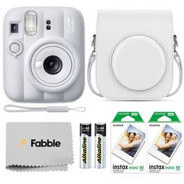 Fujifilm - INSTAX MINI 13 Instant Film Camera Bundle with Case Twin Pack Film 20 Exposures Auto Exposure Camera - Clay White