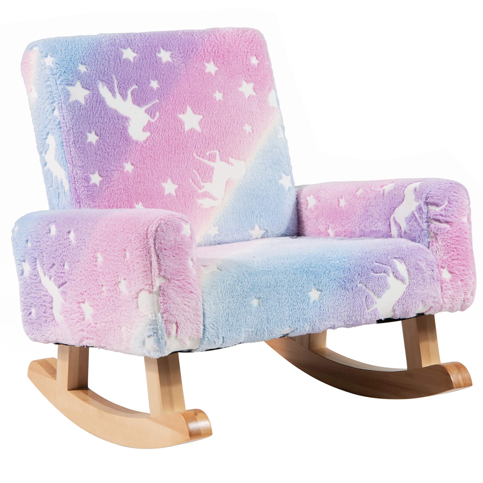 Costway - Kids Rocking Chair Upholstered Flannel Children Rocker with Comfy Backrest - Multicolor