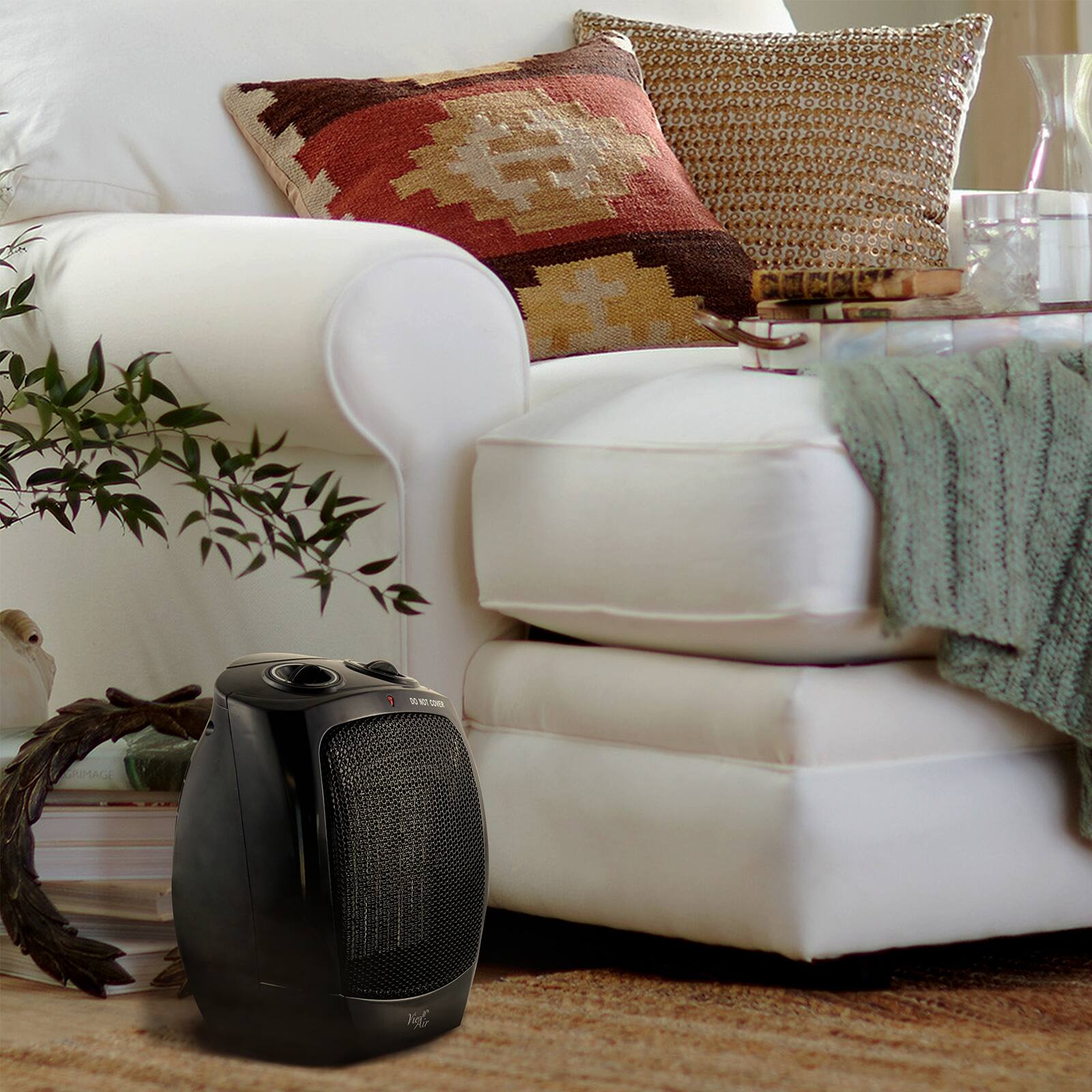 Alt View 2. VieAir - Vie Air 1500W Portable 2-Settings Office Black Ceramic Heater with Adjustable Thermostat - Black.