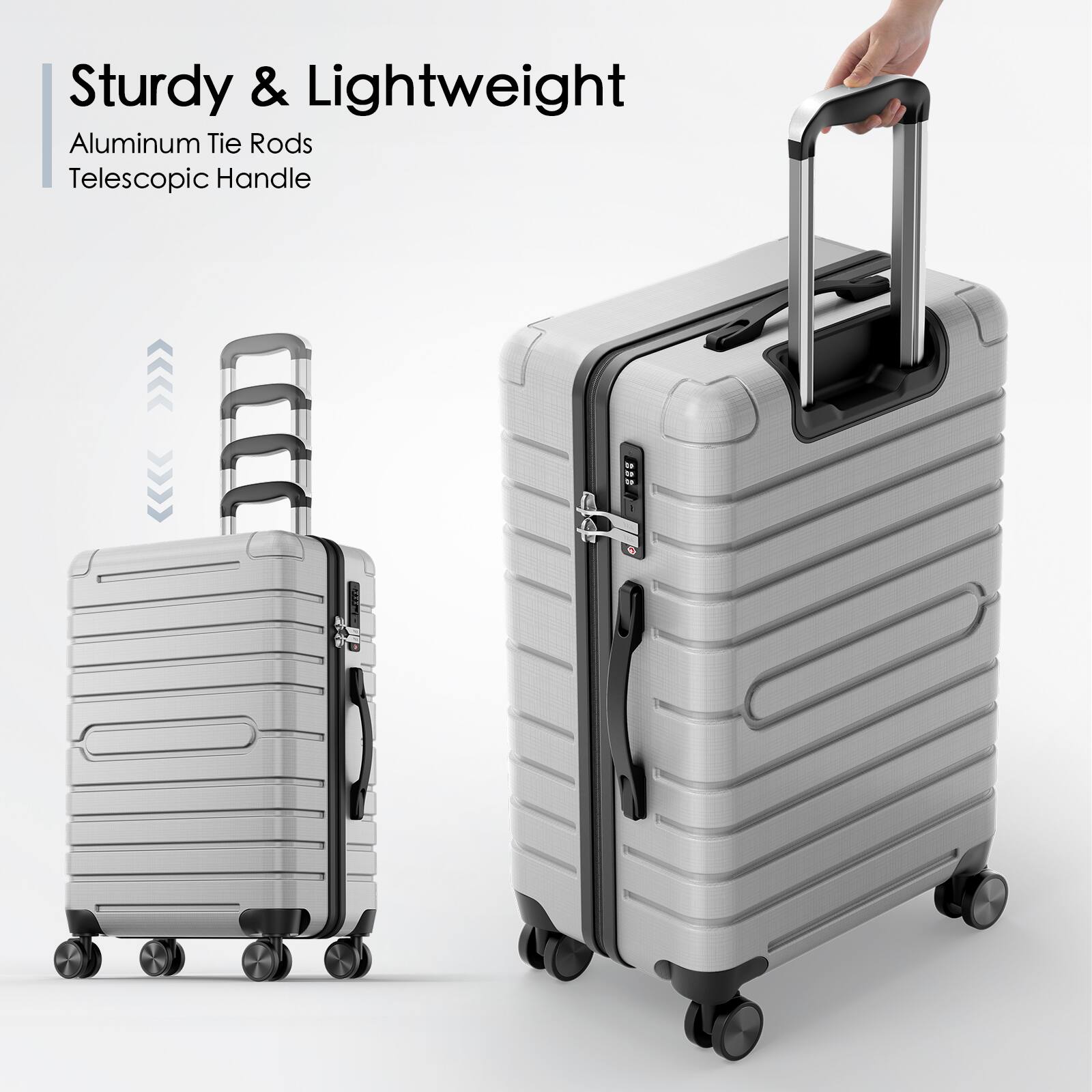 Sturdy & Lightweight  
Aluminum Tie Rods  
Telescopic Handle