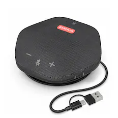 Front. AIRHUG - AIRHUG 06 Bluetooth & USB Speakerphone, Louder Conference Speaker & Mic, 360° Pickup, Noise Reduction, 12H Battery - Black.