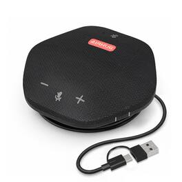 AIRHUG - Bluetooth & USB Speakerphone, 360° Pickup, Noise Cancel, Echo Cancel, 12H Battery, USB-C/A & BT 5.0 for Zoom, Teams - Black