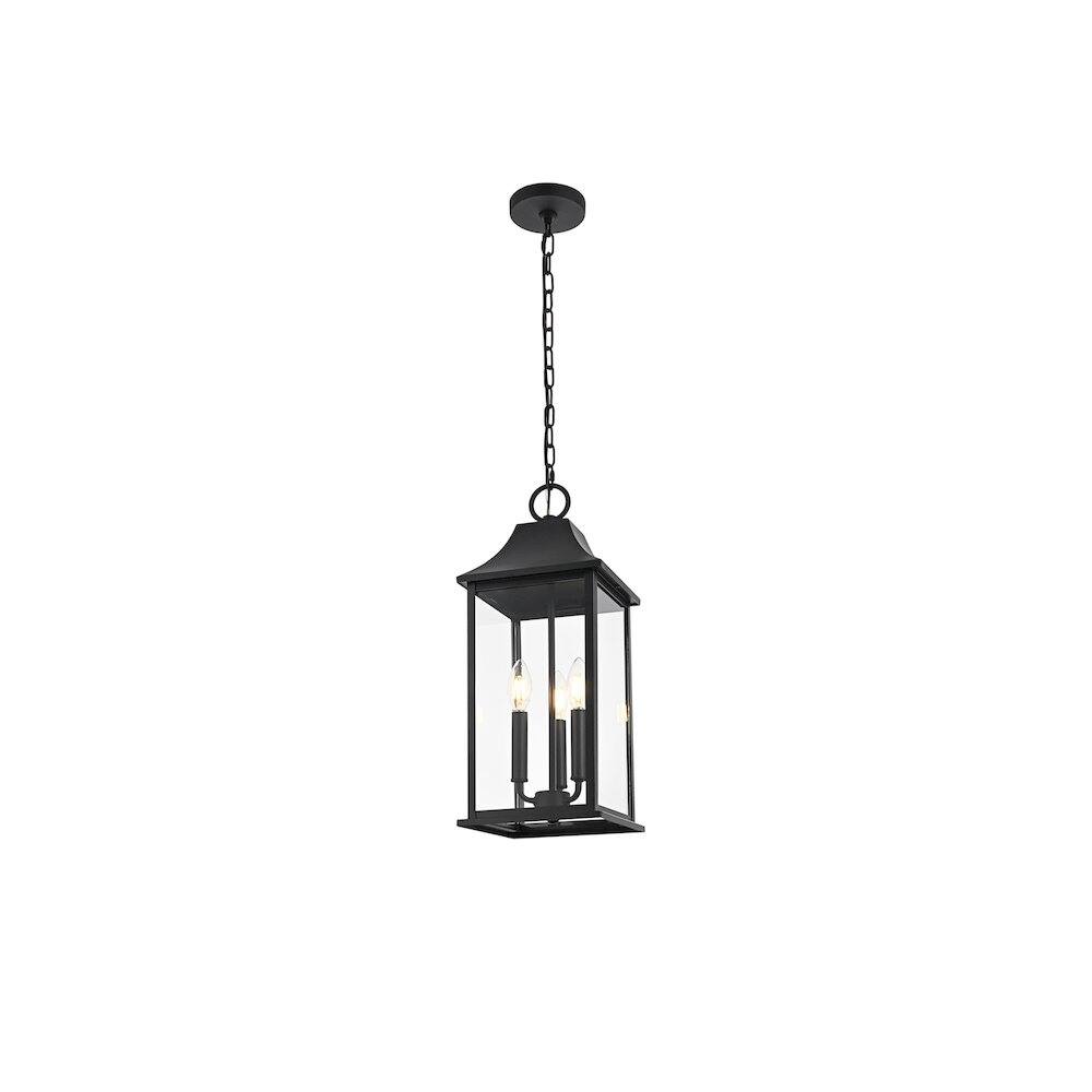 Angle. Elegant Lighting - Shepard 8 x 20.5 inch Outdoor Pendant in Black - Black.