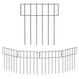 Oumilen - 10 Pack Garden Fence – 13in x 17in Underground Animal Barrier, Rustproof Metal Dig Fence for Yard - Black