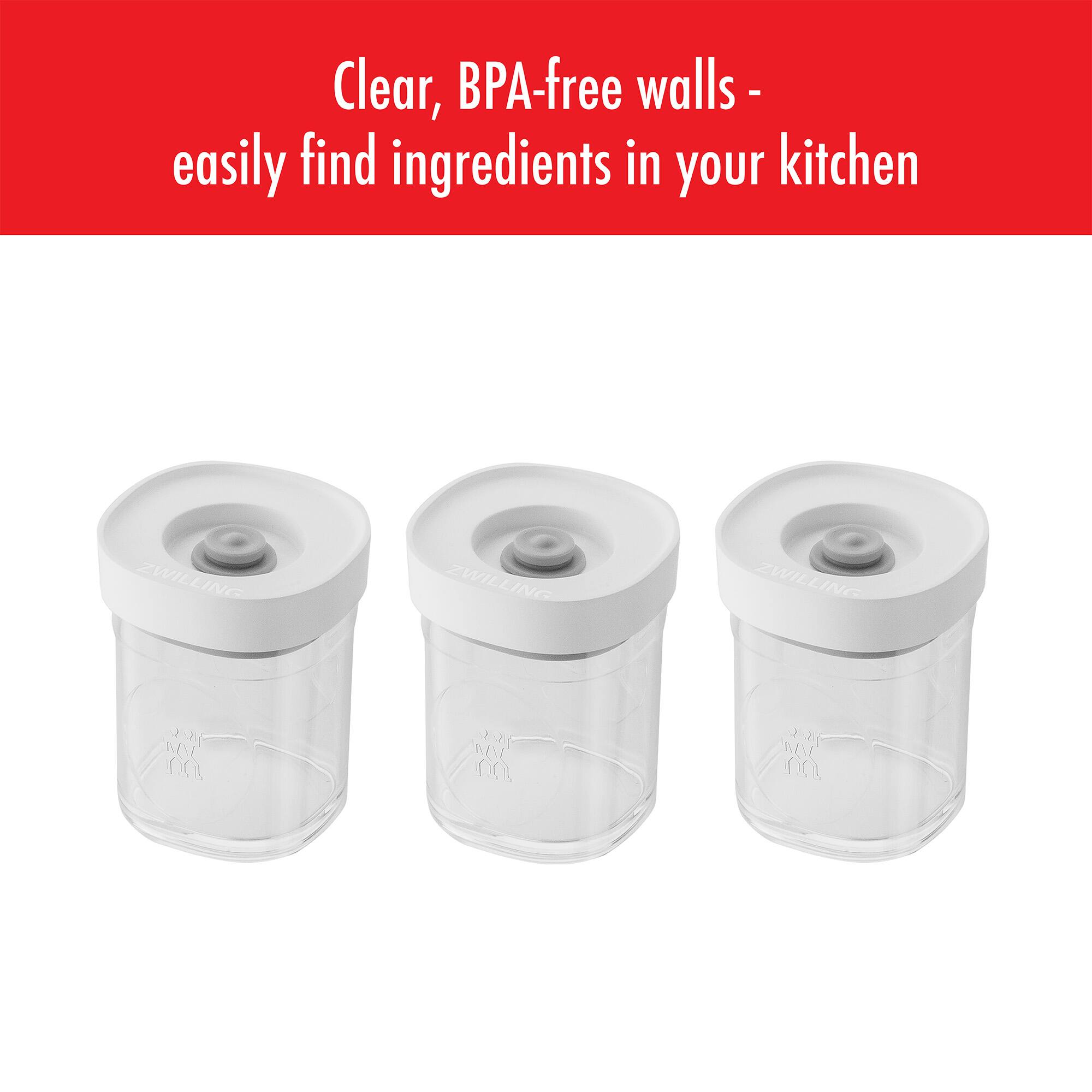 Clear, BPA-free walls - easily find ingredients in your kitchen