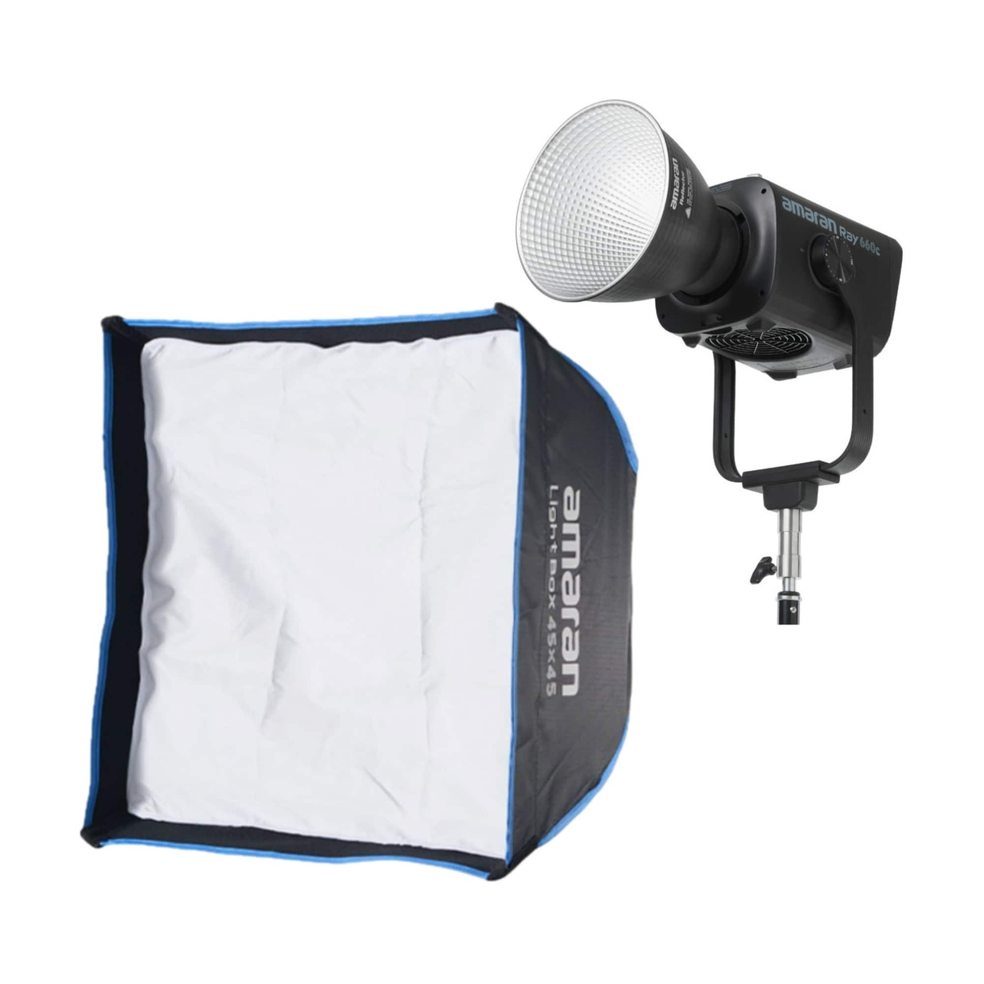 Amaran - Ray 660W Full-Color COB Video Light with Light Box 45x45 Bundle