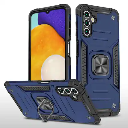 Front. Kitcheniva - Rugged Phone Cover With Ring Kickstand For Samsung A14 5G Case Only Blue - Blue.