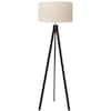 Front. Lepower - Modern 61" Wooden Tripod Floor Lamp with E26 Base, Linen Fabric Shade, Standing Lamp for Living Room Bedroom Office - Walnut.