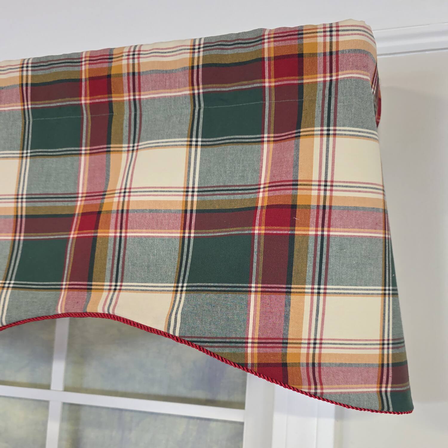Back. RLF Home - RLF Home Cabin Plaid Cornice Window Valance 100% Cotton Lined Rod Pocket 50" x 17" Multi - Multi.