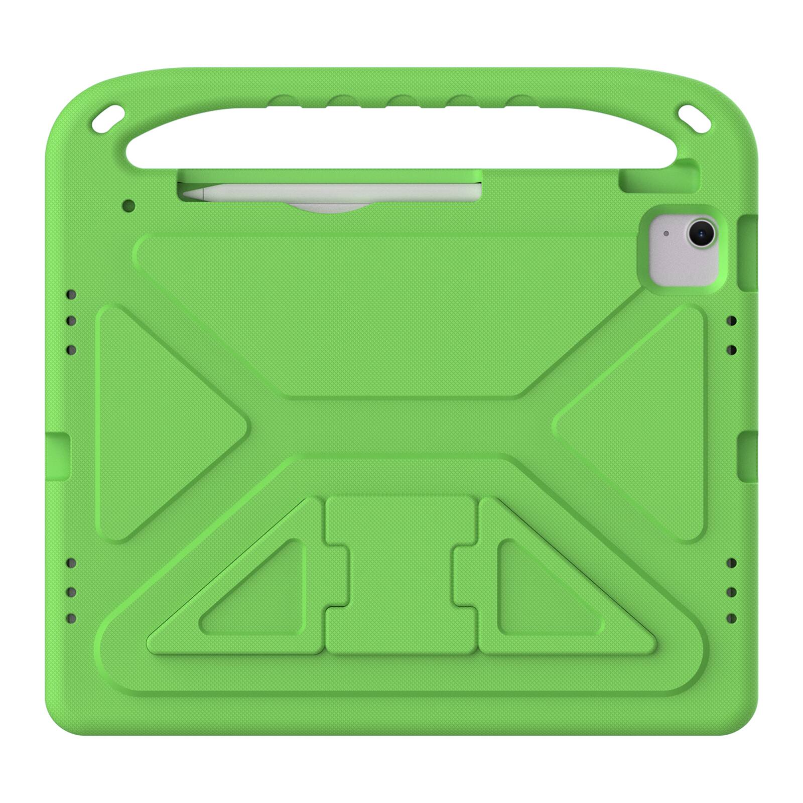 Angle. UUCOVER - Lightweight EVA Case for iPad Air 13-inch M4 M3 M2 (2026/2025/2024) Shockproof Handle Kickstand Anti-Slip Cover - Green.