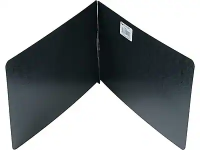 Front. ACCO - Presstex 2-Prong Report Cover, Legal - Black.