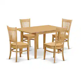 East West Furniture - 5 Pc Dining room set - Dining Table and 4 Dining Chairs - Oak