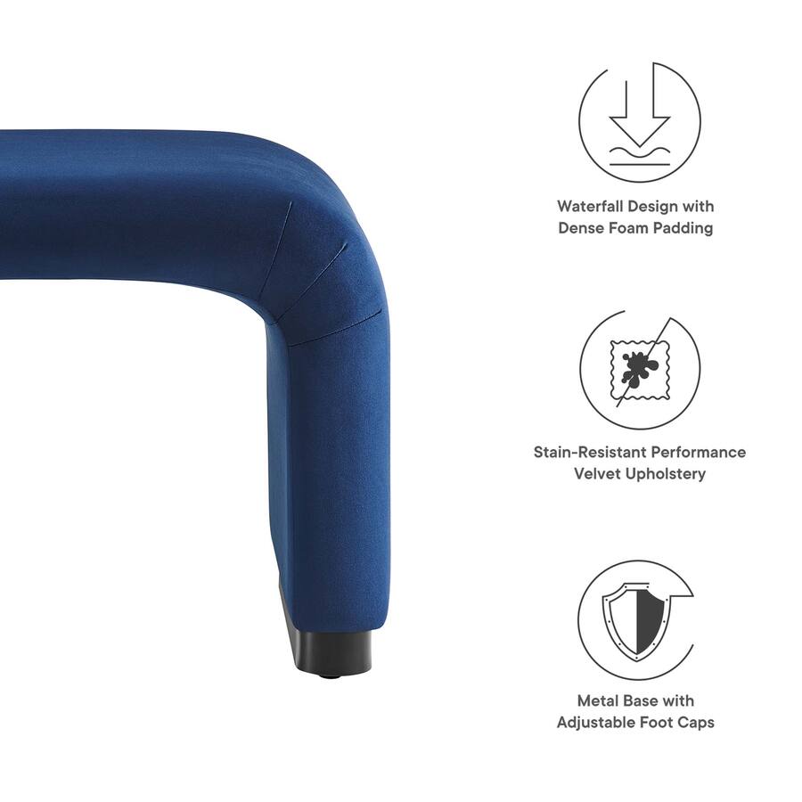 Koda Performance Velvet Waterfall Stool by Modway Black Midnight Blue ...
