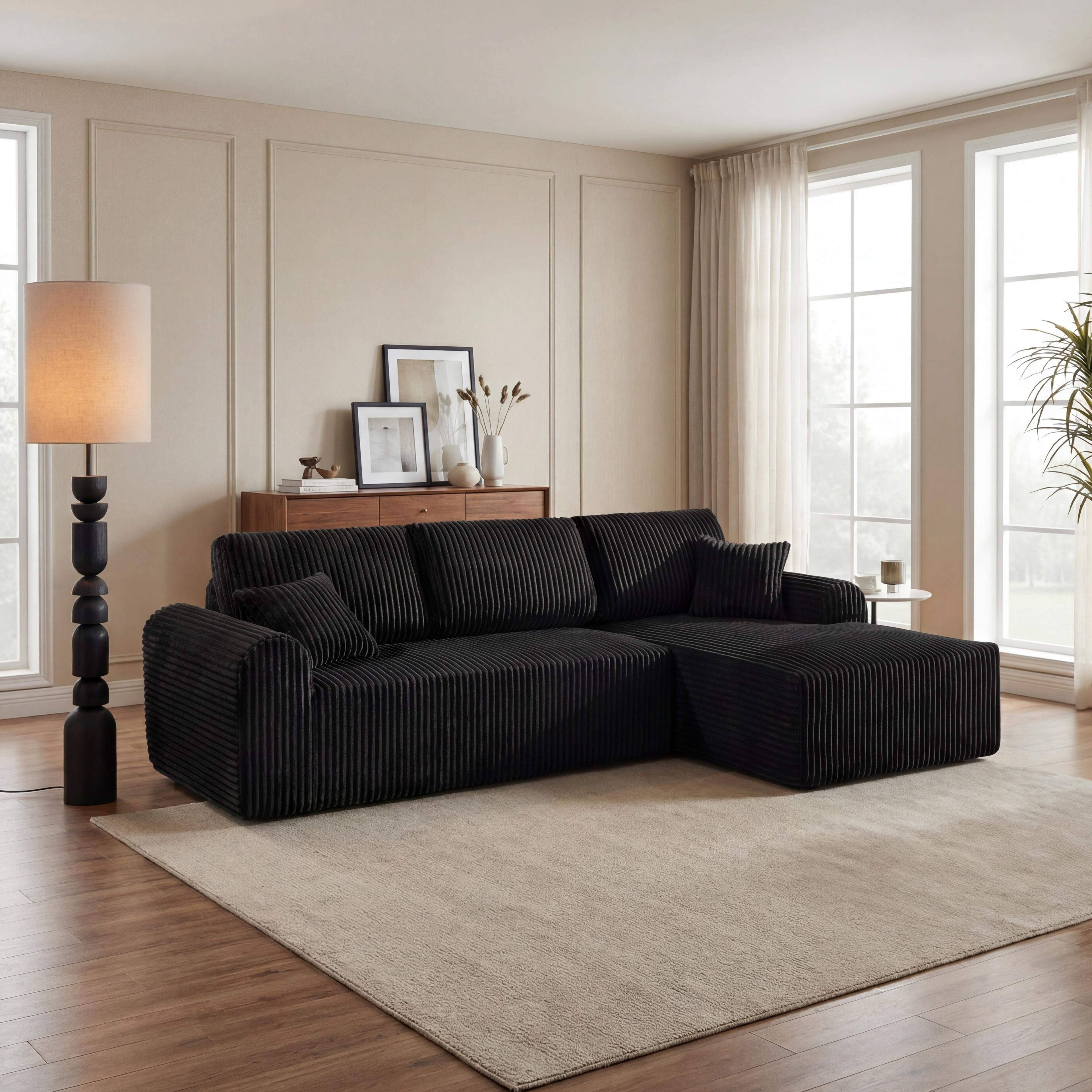 Front. Roomtec - 109 inch Cloud Modular Sectional Sofa Couch with LShape ChaiseModern Minimalist Upholstered Couches for Living Room - Black.