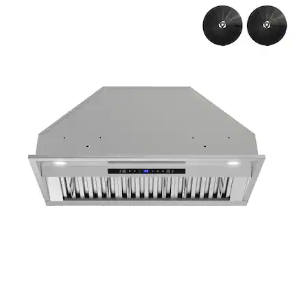 Front. Streamline - 34 in. Formia Convertible Insert 350 CFM Range Hood, Baffle Filters, Touchpad Control, LED Lights - Brushed Stainless Steel.