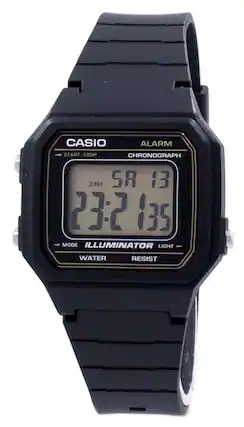 CASIO ALARM START/STOP CHRONOGRAPH 24H 58 13 23:21 135 MODE ILLUMINATOR LIGHT WATER 50M RESIST