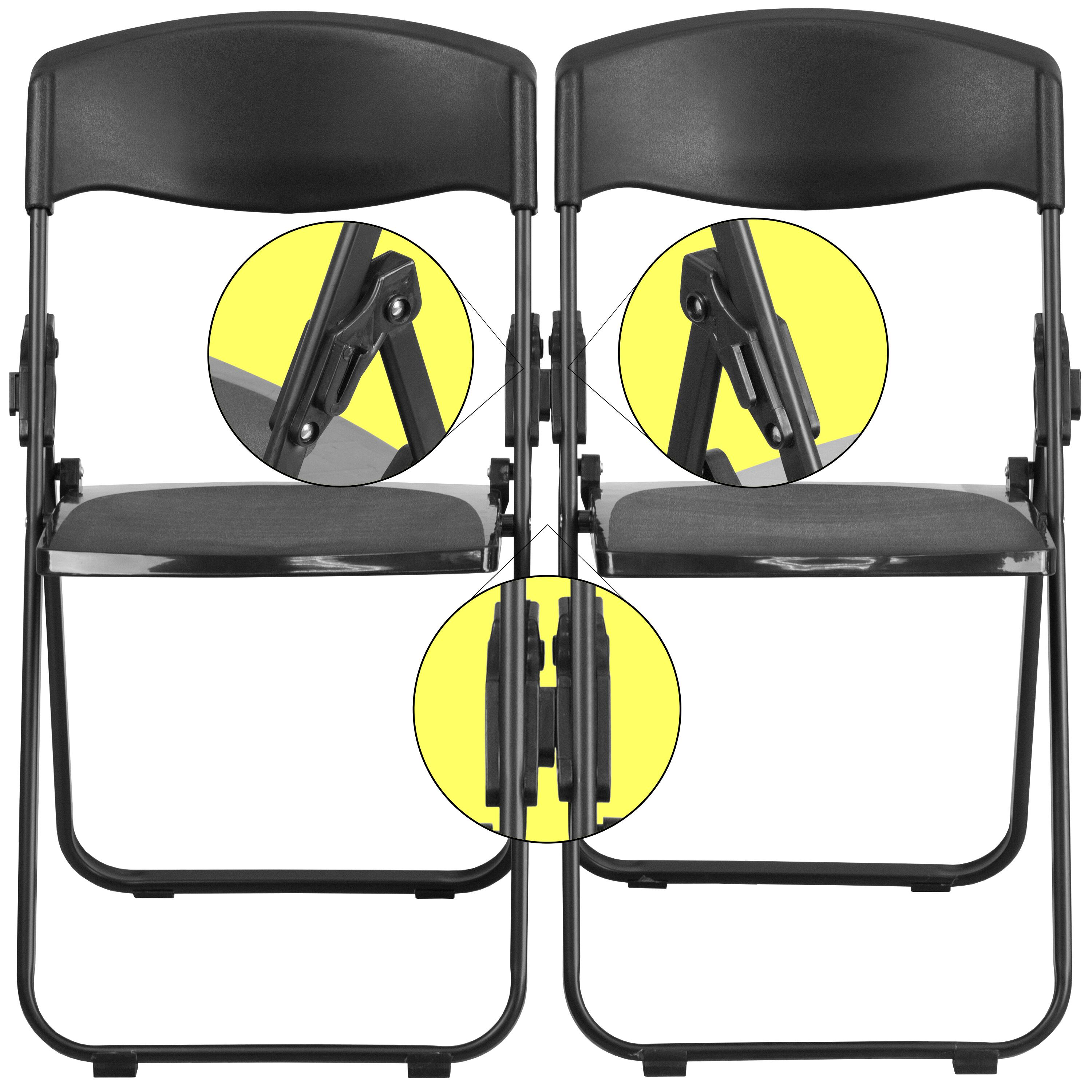 Alt View 9. Emma + Oliver - 2 Pack Commercial Event Plastic Folding Chair with Ganging Brackets - Black.