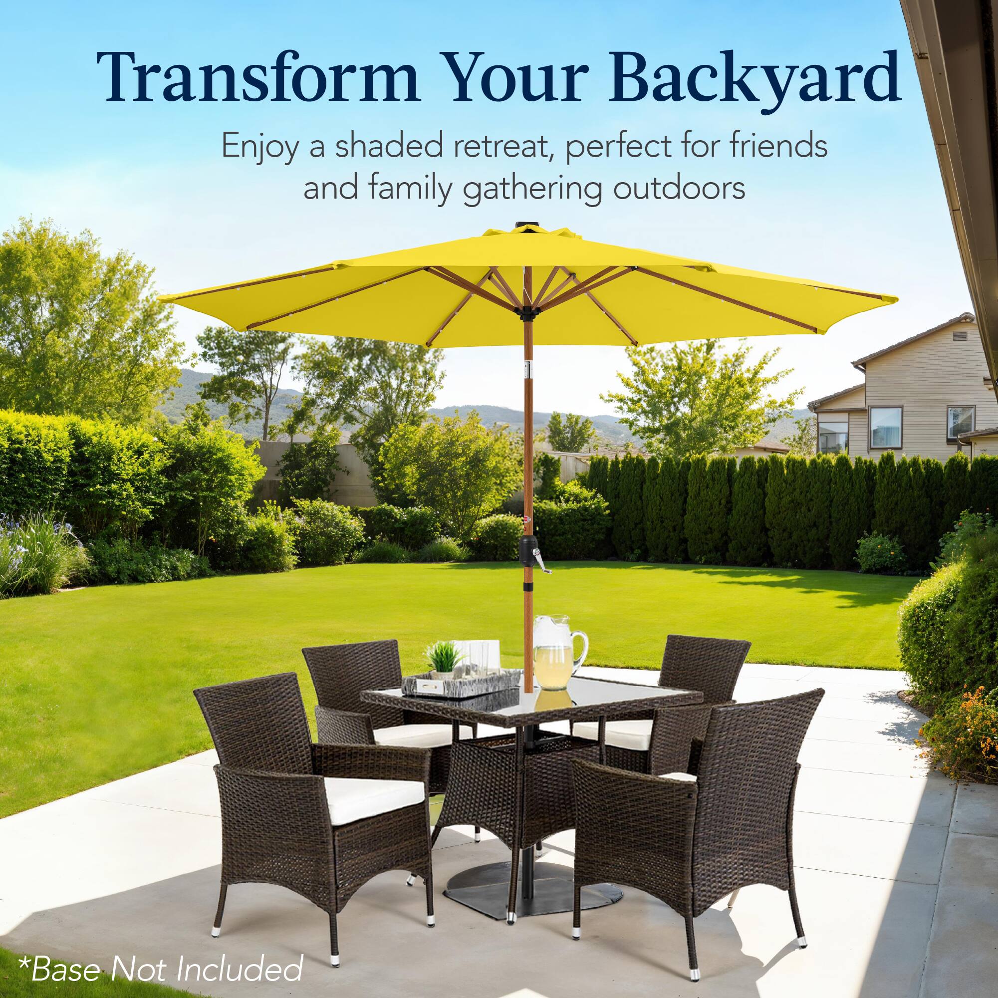 Transform Your Backyard

Enjoy a shaded retreat, perfect for friends and family gatherings outdoors.

*Base Not Included