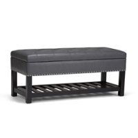 Simpli Home - Lomond Storage Ottoman Bench - Stone Grey - Front_Zoom