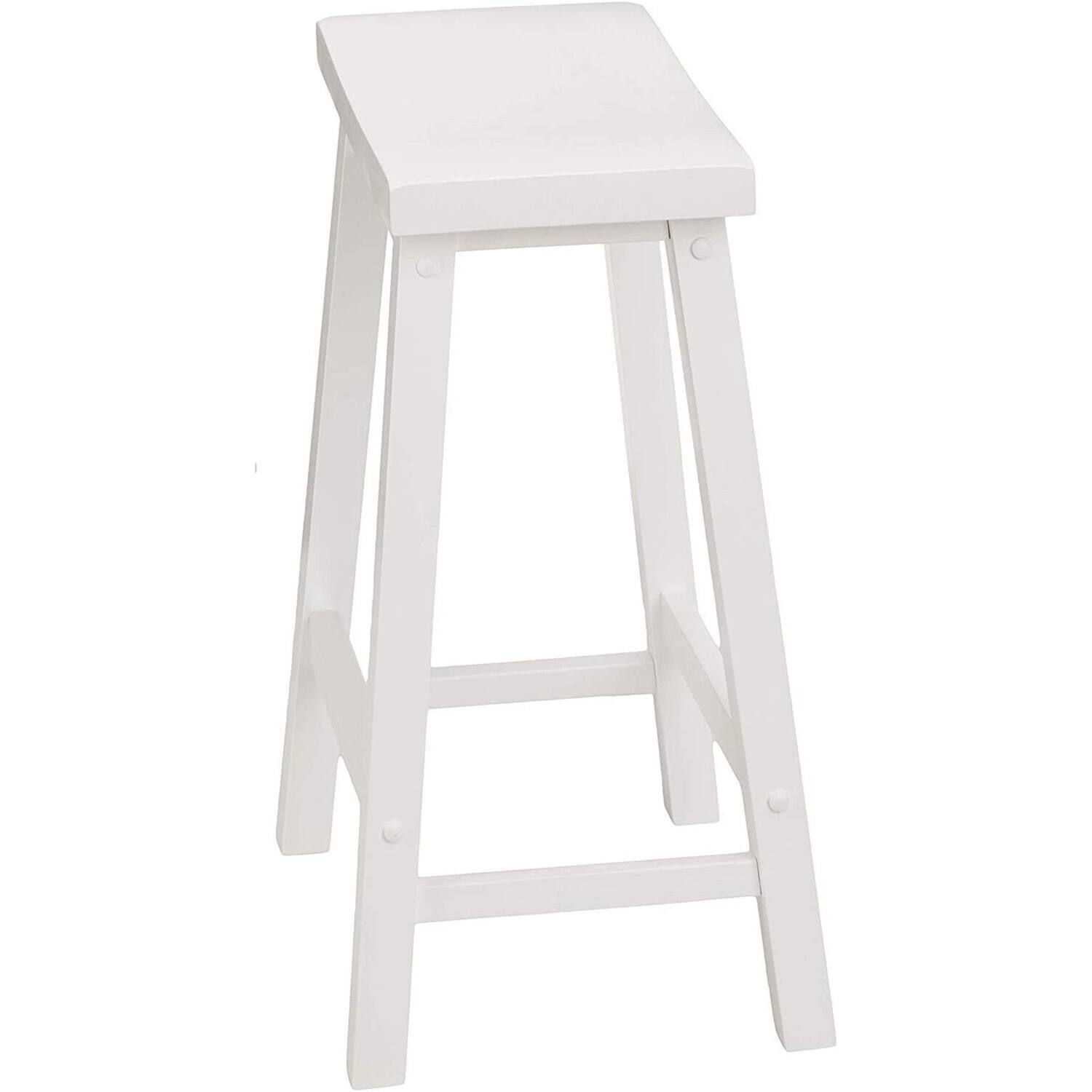 Alt View 5. PJ Wood - PJ Wood Classic Saddle-Seat 24" Tall Kitchen Counter Stools, White, (Set of 2) - White.