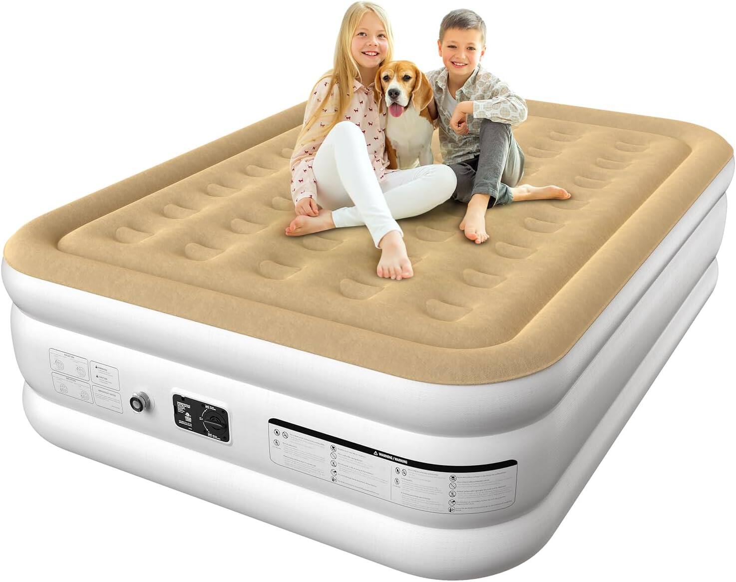 Front. Ezyrest - Twin Air Mattress - Beige & White.