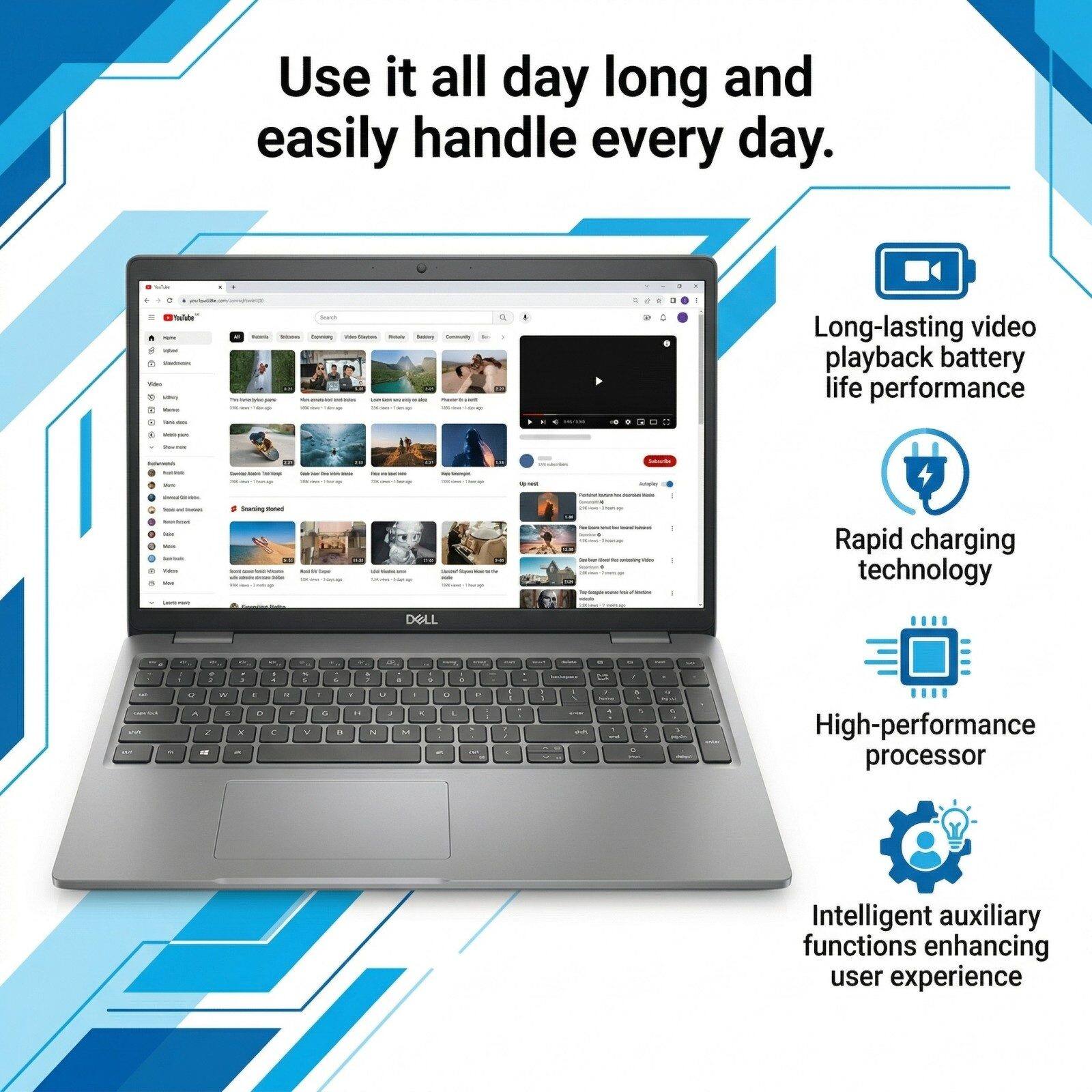 Use it all day long and easily handle every day.

- Long-lasting video playback battery life performance
- Rapid charging technology
- High-performance processor
- Intelligent auxiliary functions enhancing user experience