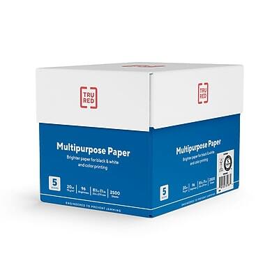 TRU RED  
Multipurpose Paper  
Brighter paper for black & white and color printing  

5  
20.96  
1  
2500  

ENGINEERED TO PREVENT