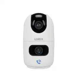 Lorex - Connect 2K Dual-Lens Indoor Pan-Tilt Wireless Security Camera - White