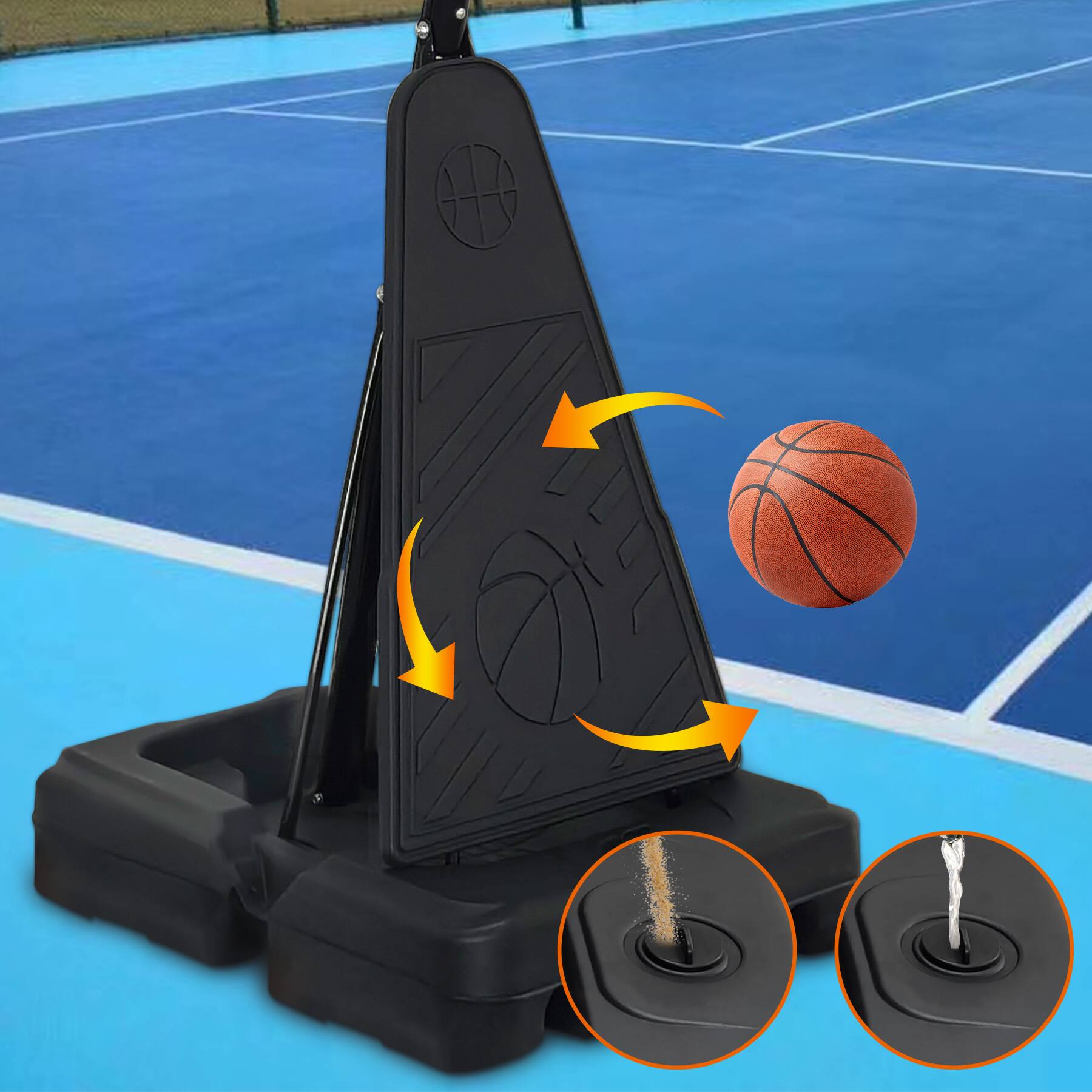 Alt View 4. APRILSOUL - Portable Basketball Hoop 810ft 44 Backboard Rebound System Indoor Outdoor - Black.