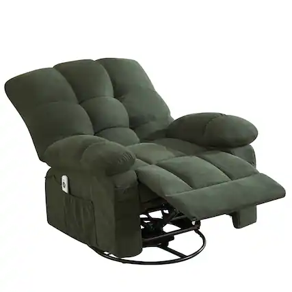 Front. Boyel Living - 350LBS Oversized Massage Swivel Recliner Chair Vibration Heating USB Side Pocket Rocker Sofa - Green.