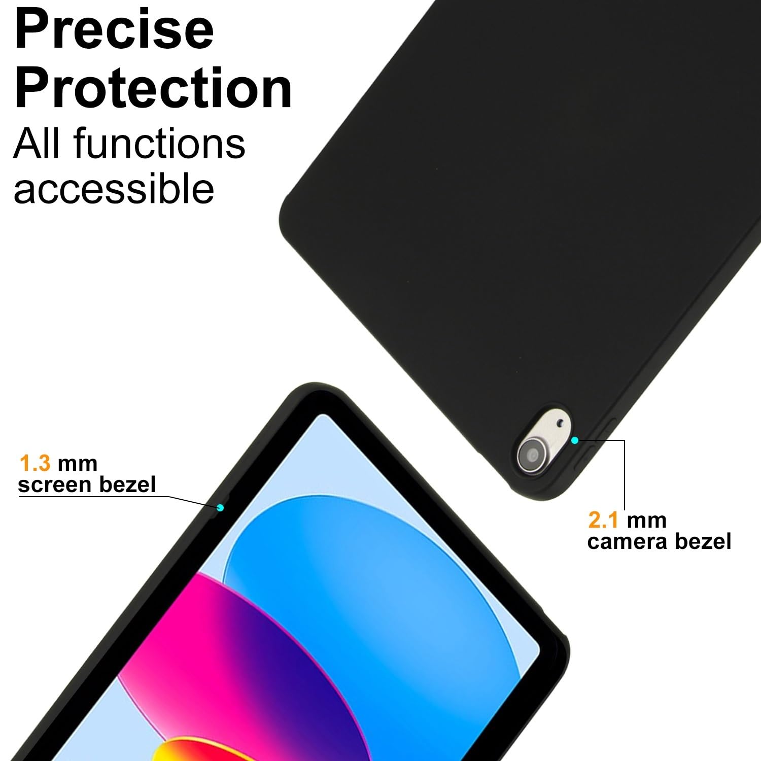 Precise Protection  
All functions accessible  
1.3 mm screen bezel  
2.1 mm camera bezel
