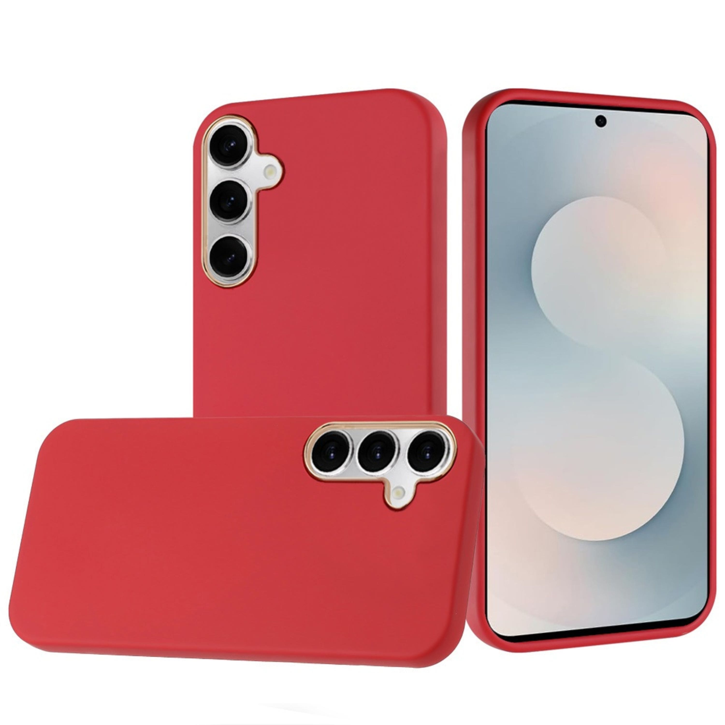 Kitcheniva - Premium Soft Chrome Button Case With Tempered Glass For Samsung S26 Plus - Red price history on PriceWatchPro