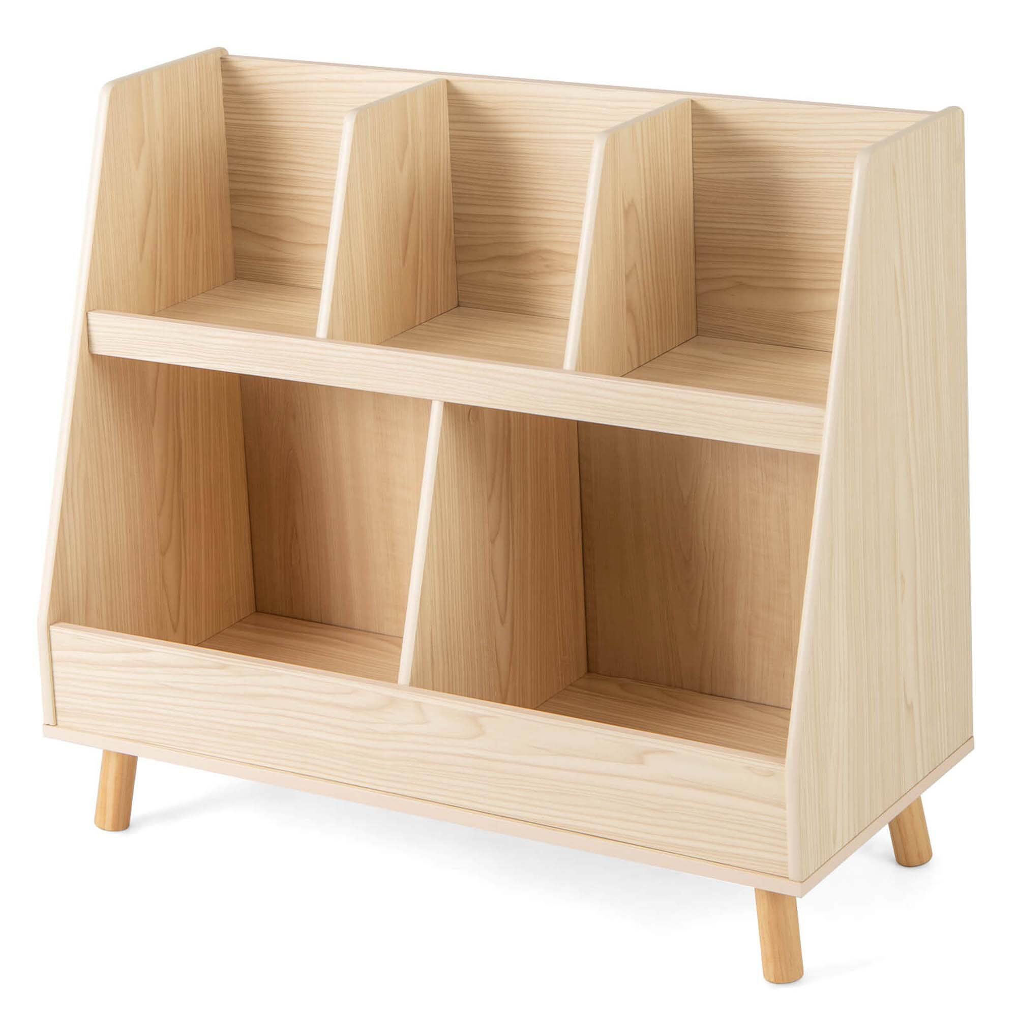 Alt View 9. Costway - Costway 5-Cube Kids Bookshelf and Toy Organizer Wooden Storage Bookcase with Wood Legs - Beige.