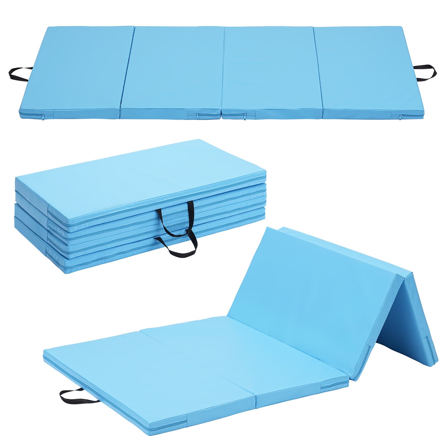 Ainfox - Gym Mat for Home Aerobics Workout Foldable Tumbling Mat - lake blue