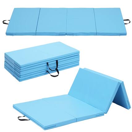 Front. Ainfox - Ainfox Gym Mat for Home Aerobics Workout Foldable Tumbling Mat - lake blue.